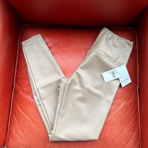 Faux Leather Ankle Leggings NWT in Taupe/Grey Medium